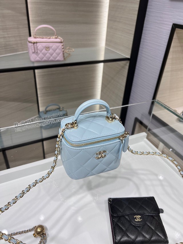 Chanel專櫃2022C新品內配小鏡子手提化妝小盒子 AP2198Y 香奈兒原廠皮小型收納盒女包 djc4886